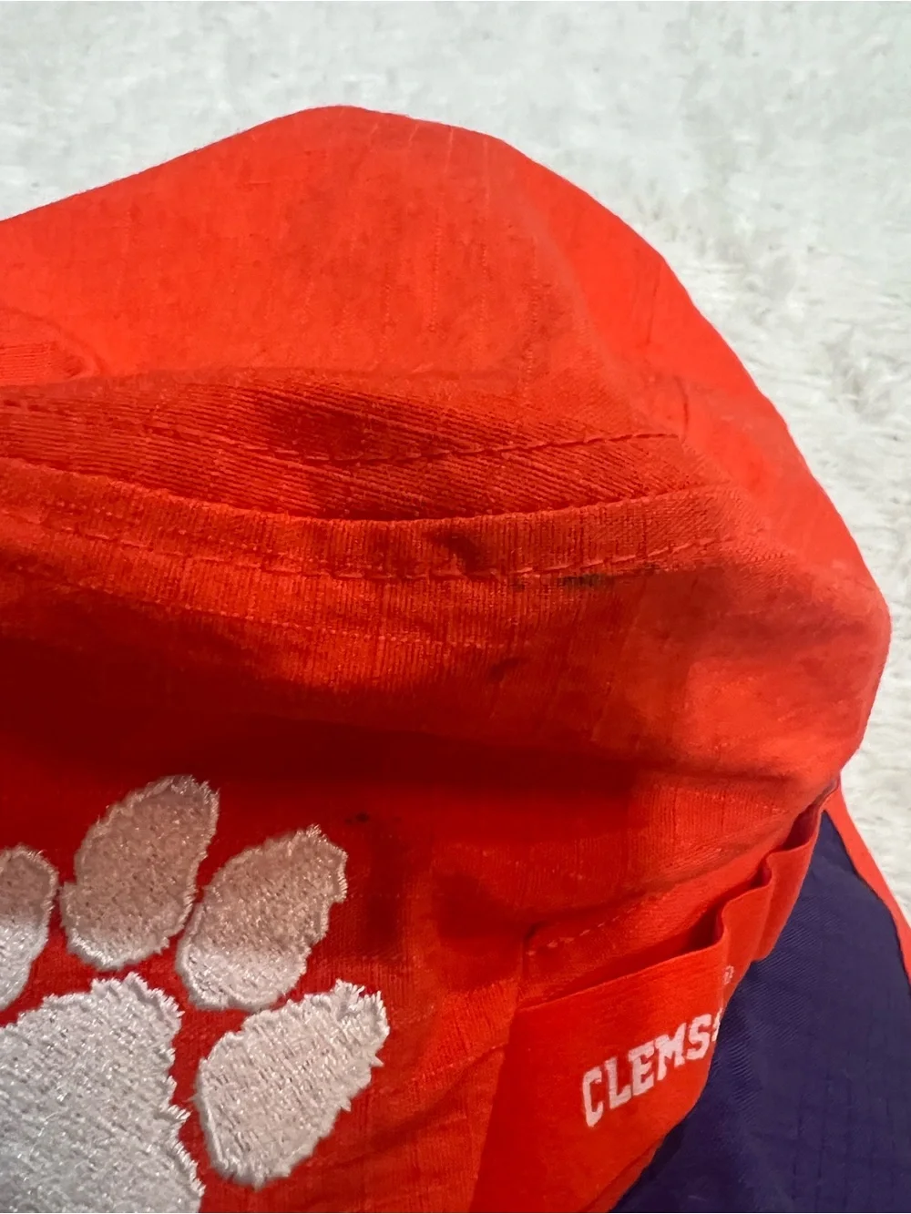 Nike Orange and Purple Clemson Paw Bucket Hat with Embroidered Swoosh
